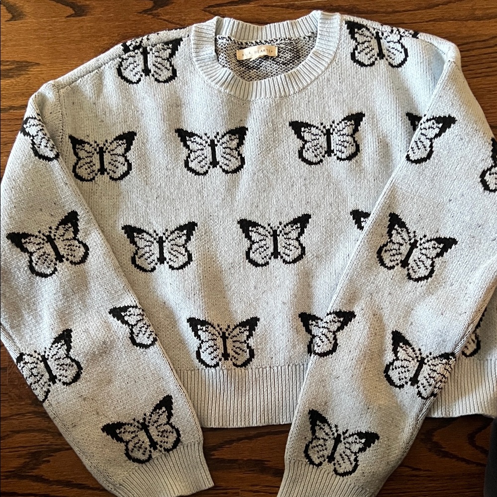 Butterfly Patterned Light Blue sweater